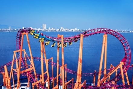 The biggest suspended roller coaster train of Vietnam Asia Park