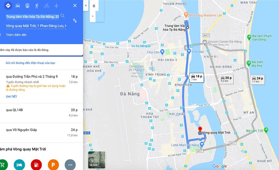 Từ trung tâm thành phố Đà Nẵng, bạn có thể thuê xe máy, taxi, xe buýt để đến Sun Wheel thuộc Công viên Châu Á