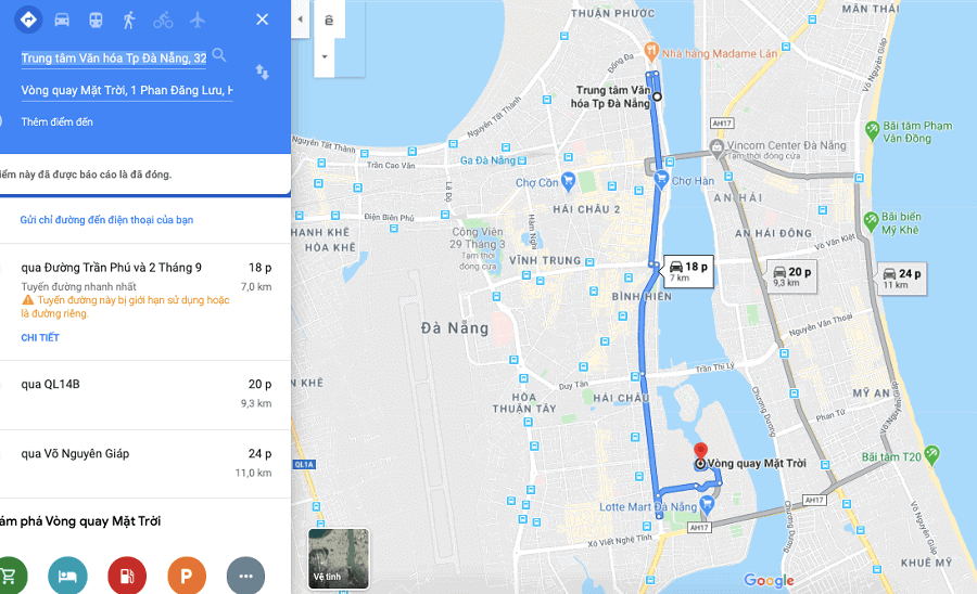 Từ trung tâm thành phố Đà Nẵng, bạn có thể thuê xe máy, taxi, xe buýt để đến Sun Wheel thuộc Công viên Châu Á