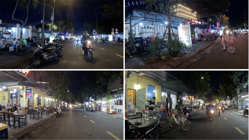 Dọc đường Phan Tứ có rất nhiều hàng quán bình dân, nướng nhậu vỉa hè mở đêm muộn phục vụ thực khách