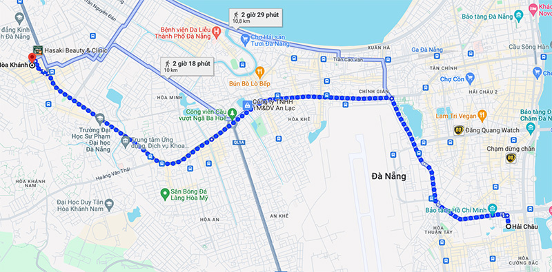 Vị trí chợ đêm Hoà Khánh trên Google Maps