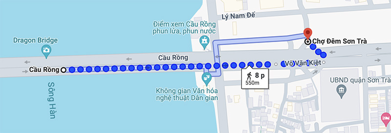 Vị trí chợ đêm Sơn Trà trên Google Maps